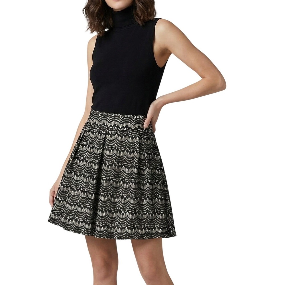 VTG Ambiance Apparel‎ Scalloped Lace Skater Skirt Black Large Street Bride